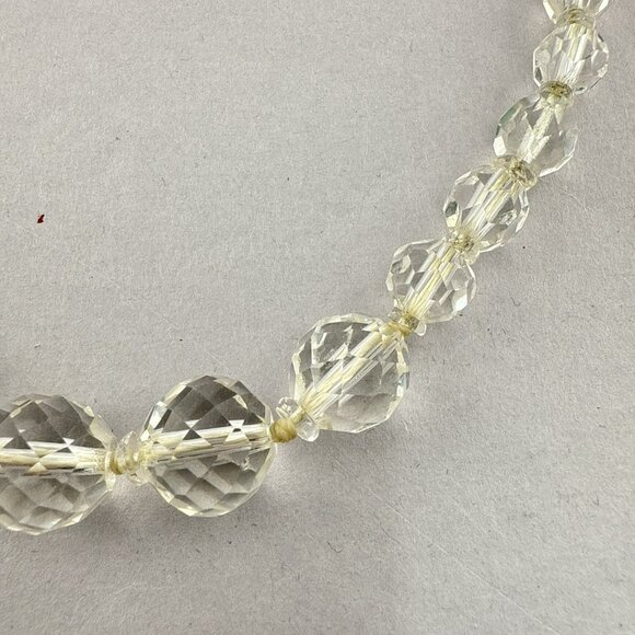 Antique Art Deco 14k White Gold Rock Quartz Crystal Necklace Faceted Small 13.5" - Picture 8 of 14